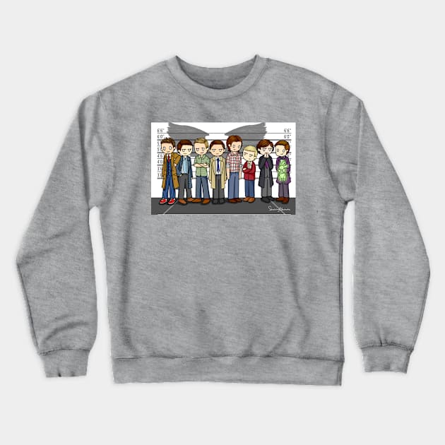 SuperWhoLock Lineup Crewneck Sweatshirt by AshAroha